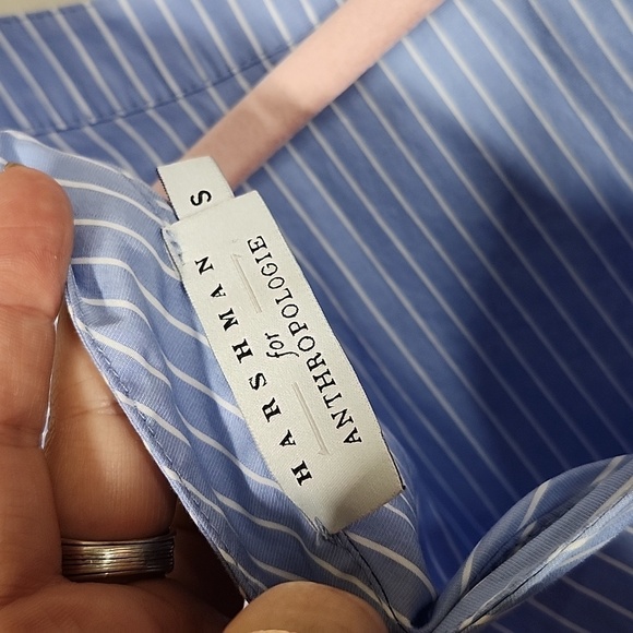 Anthropologie Harshman button back blouse in subtle pinstripe blue motif Small - Picture 10 of 13